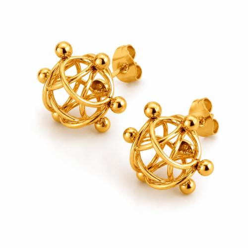 304 Edelstahl Ohrstecker, goldfarben plattiert, Modeschmuck & für Frau & hohl, 15.80x17.80mm, verkauft von Paar