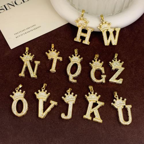 Befestigter Zirkonia Messing Anhänger, Alphabet-Buchstabe, plattiert, DIY & verschiedene Stile für Wahl & Micro pave Zirkonia, verkauft von PC
