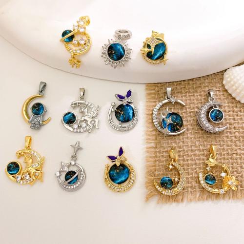 Befestigter Zirkonia Messing Anhänger, plattiert, DIY & verschiedene Stile für Wahl & Micro pave Zirkonia, verkauft von PC