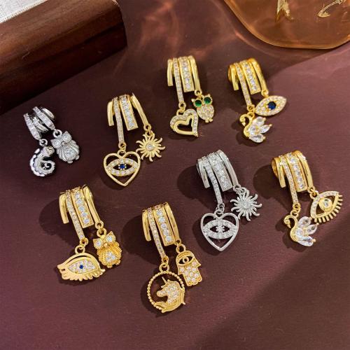 Befestigter Zirkonia Messing Anhänger, plattiert, DIY & verschiedene Stile für Wahl & Micro pave Zirkonia, verkauft von PC