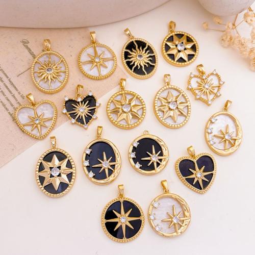 Cubic Zirconia Micro Pave Brass Pendants, plated, DIY & different styles for choice & micro pave cubic zirconia & enamel, pendent size 19-21mm, Sold By PC