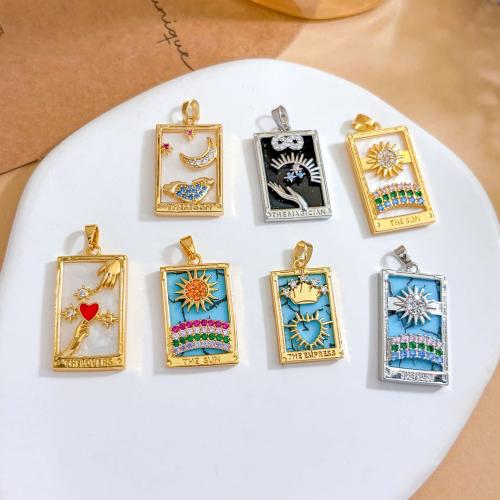 Cubic Zirconia Micro Pave Brass Pendants, plated, DIY & different styles for choice & micro pave cubic zirconia & enamel, pendent size 14-15x24-27mm, Sold By PC