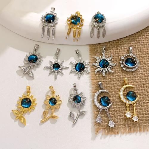 Cubic Zirconia Micro Pave Brass Pendants, plated, DIY & different styles for choice & micro pave cubic zirconia, pendent size 12-23mm, Sold By PC