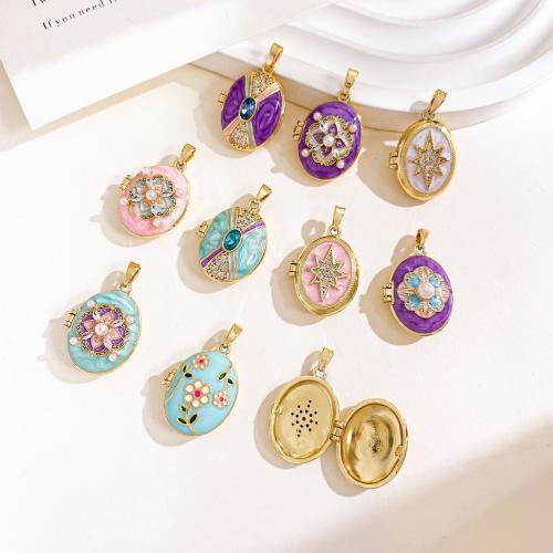 Cubic Zirconia Micro Pave Brass Pendants, with Plastic Pearl, plated, DIY & different styles for choice & micro pave cubic zirconia & enamel, pendent size 18-25mm, Sold By PC