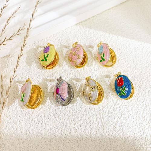 Fashion Locket Pendants, Brass, with Plastic Pearl, plated, DIY & different styles for choice & enamel, 17x22mm, Sold By PC