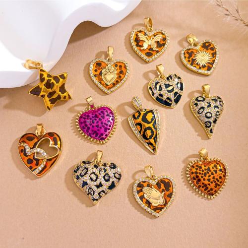 Cúbicos Circonia Colgante Latón Micro pavimenta, metal, Corazón, chapado, Bricolaje & diferentes estilos para la opción & micro arcilla de zirconia cúbica & esmalte, pendant size 14-18mm, Vendido por UD