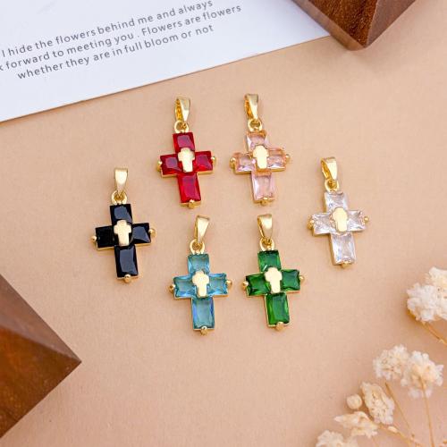 Cúbicos Circonia Colgante Latón Micro pavimenta, metal, Cruces, chapado en color dorado, Bricolaje & micro arcilla de zirconia cúbica, más colores para la opción, 12x19mm, Vendido por UD