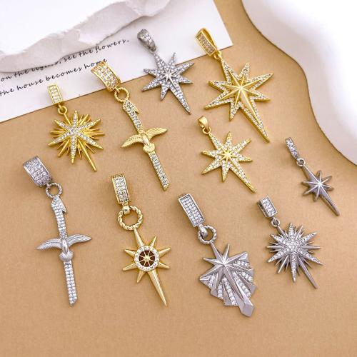 Cúbicos Circonia Colgante Latón Micro pavimenta, metal, chapado, Bricolaje & diferentes estilos para la opción & micro arcilla de zirconia cúbica, pendent size 12.5-30mm, Vendido por UD