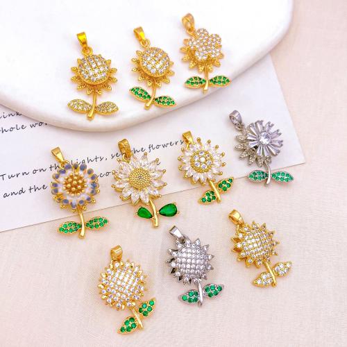Cúbicos Circonia Colgante Latón Micro pavimenta, metal, Girasol, chapado, rotativo & Bricolaje & diferentes estilos para la opción & micro arcilla de zirconia cúbica, Vendido por UD