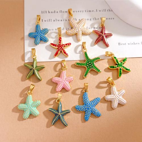 Brass Jewelry Pendants, Starfish, gold color plated, DIY & different styles for choice & enamel, pendant size 18-24mm, Sold By PC