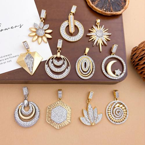 Befestigter Zirkonia Messing Anhänger, plattiert, DIY & verschiedene Stile für Wahl & Micro pave Zirkonia, pendant size 17-22mm, verkauft von PC