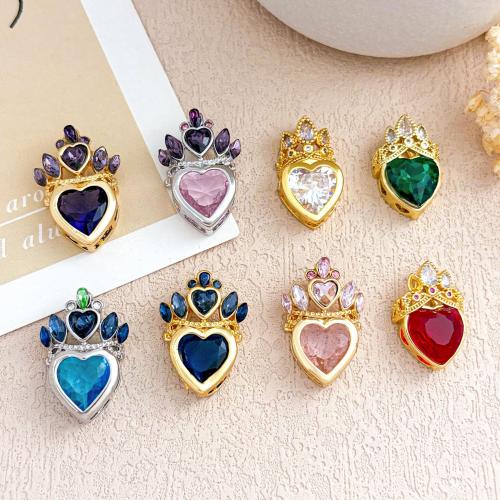 Cubic Zirconia Micro Pave Brass Pendants, Heart, plated, DIY & different styles for choice & micro pave cubic zirconia, pendant size 13-16mm, Sold By PC