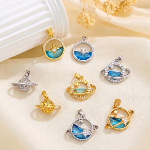 Befestigter Zirkonia Messing Anhänger, plattiert, DIY & verschiedene Stile für Wahl & Micro pave Zirkonia, pendant size 16-22mm, verkauft von PC