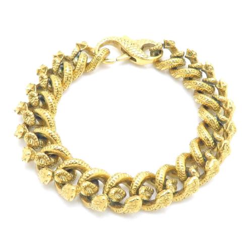 Titanium Steel Bracelet, Snake, plated, vintage & embossed & for man, more colors for choice, 210x14mm, Sold By PC