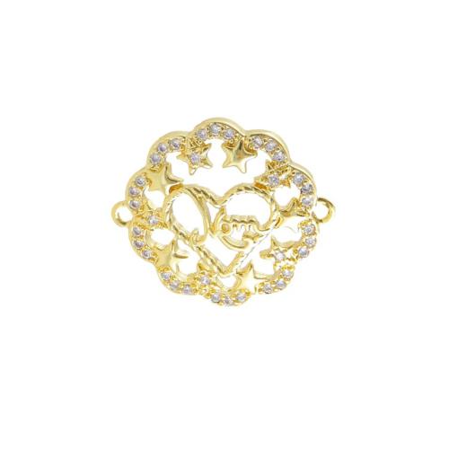 Cubic Zirconia Micro Pave Brass Connector, gold color plated, DIY & different styles for choice & micro pave cubic zirconia, Sold By PC