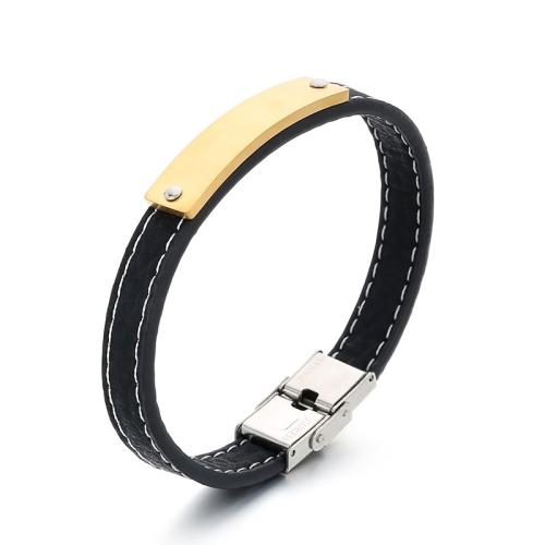 304 Stainless Steel Bracelet, with Microfiber PU, plated, fashion jewelry & for man, more colors for choice, 210x10mm, Sold By PC