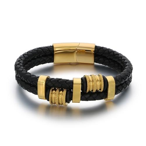 304 Stainless Steel Bracelet, with Microfiber PU, plated, different styles for choice & for man, 210x6mm, Sold By PC