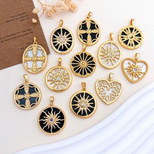 Cubique Pendentif en laiton zircon pavent, Placage, DIY & styles différents pour le choix & pavé de micro zircon & émail, pendant size 19-21mm, Vendu par PC