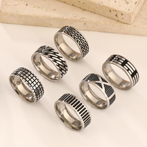 Acier inoxydable 304 bague, normes différentes pour le choix & styles différents pour le choix & pour homme & noircir, couleur originale, Taille:6-11, Vendu par PC