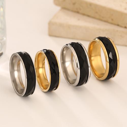 Acier inoxydable 304 bague, Placage, unisexe & normes différentes pour le choix & facettes, plus de couleurs à choisir, Taille:6-11, Vendu par PC
