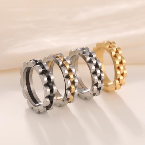 Acier inoxydable 304 bague, roue dentée, Placage, normes différentes pour le choix & pour homme, plus de couleurs à choisir, Taille:7-11, Vendu par PC