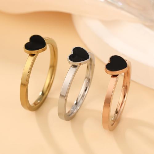 acero inoxidable 304 anillo, Corazón, chapado, diverso tamaño para la opción & para mujer & esmalte, más colores para la opción, tamaño:6-11, Vendido por UD