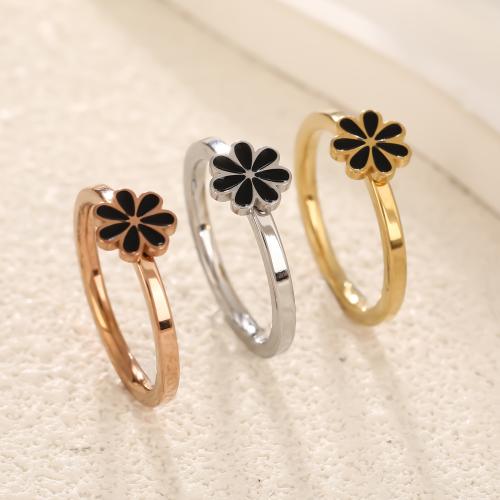 acero inoxidable 304 anillo, Flor, chapado, diverso tamaño para la opción & para mujer & esmalte, más colores para la opción, tamaño:6-11, Vendido por UD