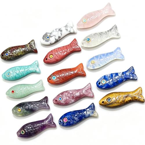 Colgantes de Gemas, Piedras preciosas, Pez, Tallado, Bricolaje & diferentes materiales para la opción & con diamantes de imitación, 35x12x7mm, Vendido por UD