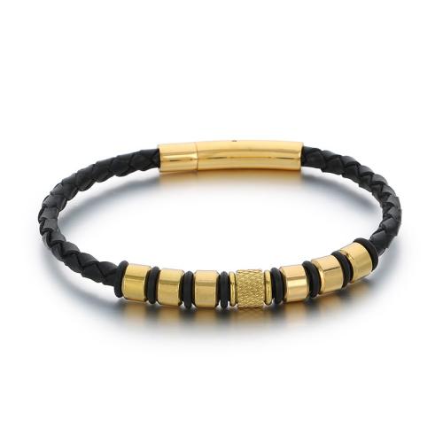 Titanium Steel Bracelet, with Microfiber PU, plated, different size for choice & for man, more colors for choice, Sold By PC