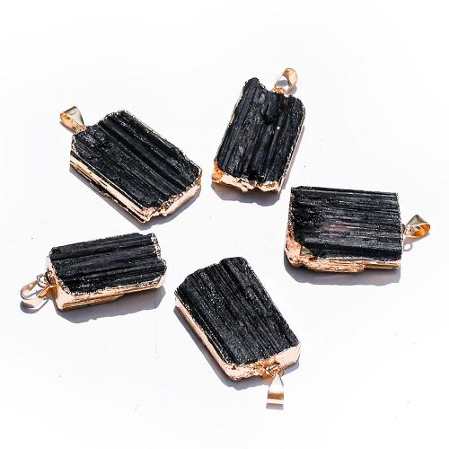 Gemstone Jewelry Pendants, Schorl, DIY, width 20-25mm, length 30-35mm,thickness 5-10mm, Sold By PC