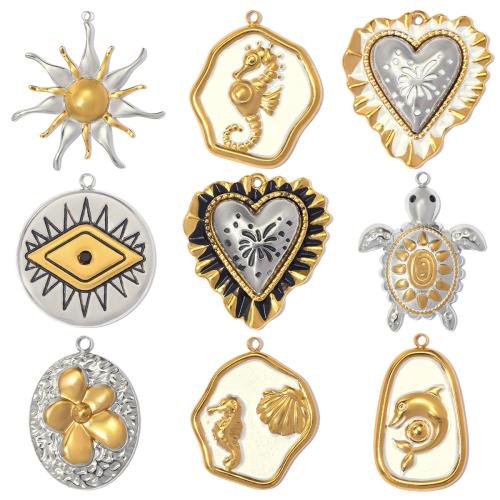 Stainless Steel Pendants, 304 Stainless Steel, plated, DIY & different styles for choice & enamel & with rhinestone, 3PCs/Bag, Sold By Bag