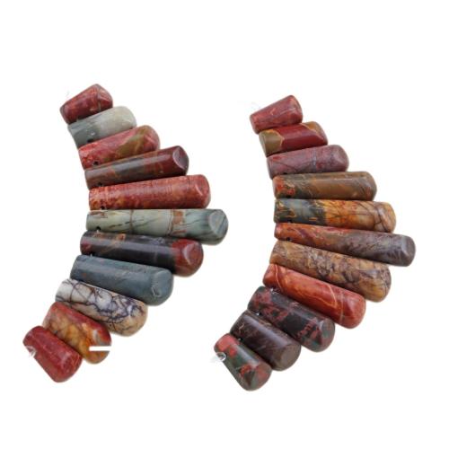 Gemstone Graduado granos pendientes, Jaspe Picasso, con Pino rojo, Patrón Geométrico, Bricolaje, 11PCs/Sarta, Vendido por Sarta
