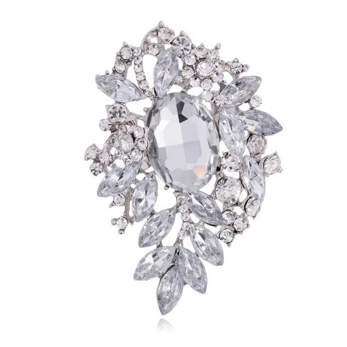 alliage de zinc broche, avec verre, Placage, pour femme & avec strass, plus de couleurs à choisir, 58x85mm, Vendu par PC