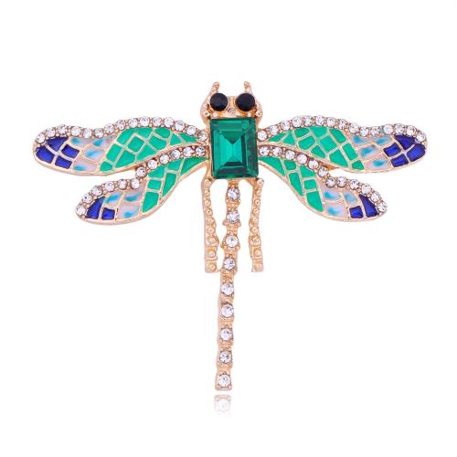 alliage de zinc broche, libellule, Placage, pour femme & émail & avec strass, plus de couleurs à choisir, 52x40mm, Vendu par PC