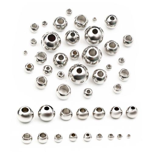 Stainless Steel Beads, Round, different size for choice, original color, 1000PCs/Bag, Sold By Bag