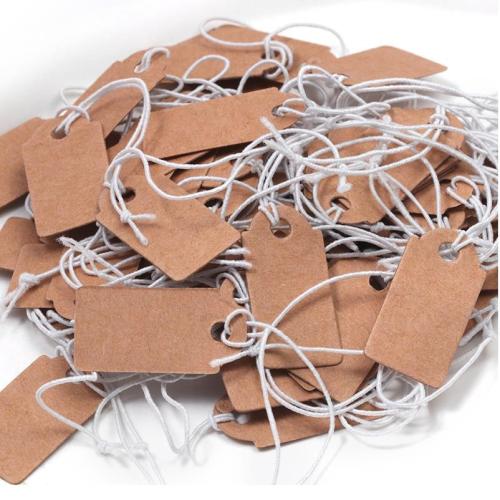 Étiquette prix pour bijoux, Kraft, avec corde en nylon, normes différentes pour le choix, 35x18mm, 1000PC/sac, Vendu par sac