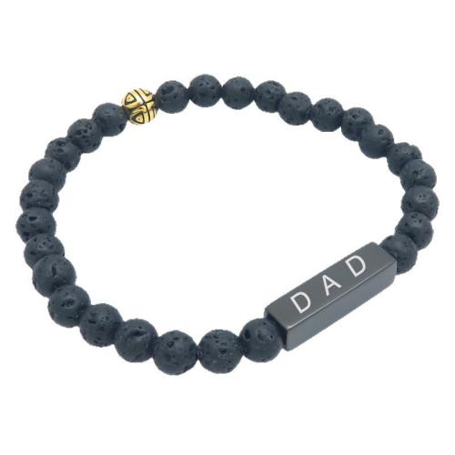 Acier inoxydable 304 bracelet, avec lave volcanique & agate noire, Placage, bijoux de mode & pour homme, plus de couleurs à choisir, Longueur:Environ 7 pouce, Vendu par PC