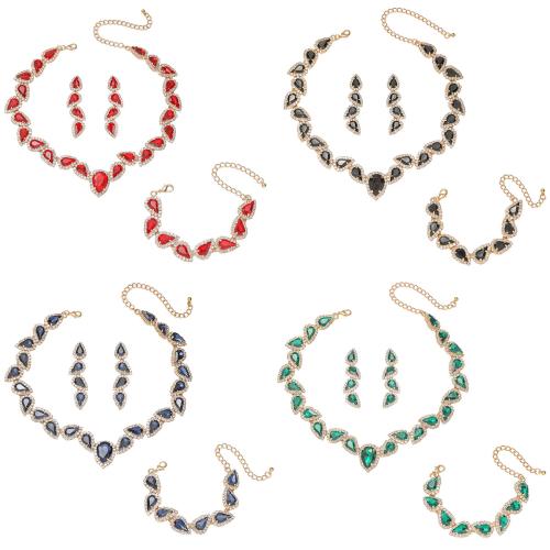 Kristall Mode Schmuckset, mit Zinklegierung, plattiert, verschiedene Stile für Wahl & für Frau, verkauft von setzen