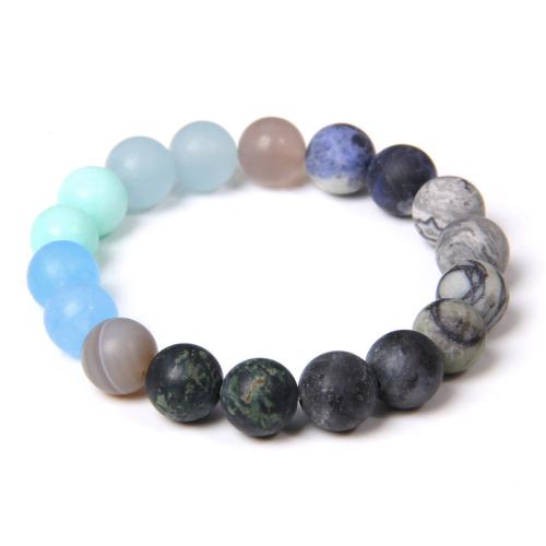 Gemstone Bracelet, Round, fashion jewelry & for man, more colors for choice, beads size 10mm, Length:Approx 19 cm, Sold By PC