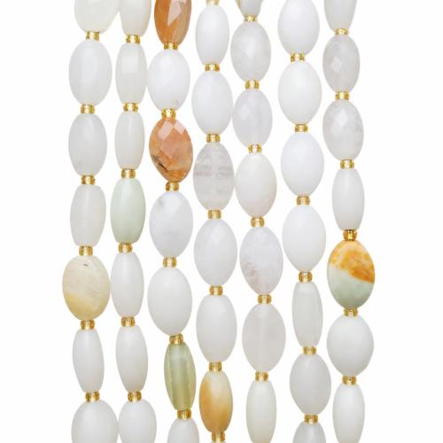 Gemstone Jewelry Beads, Oval, Natural & DIY & different materials for choice & faceted, 9x14mm, 11PCs/Strand, Sold By Strand