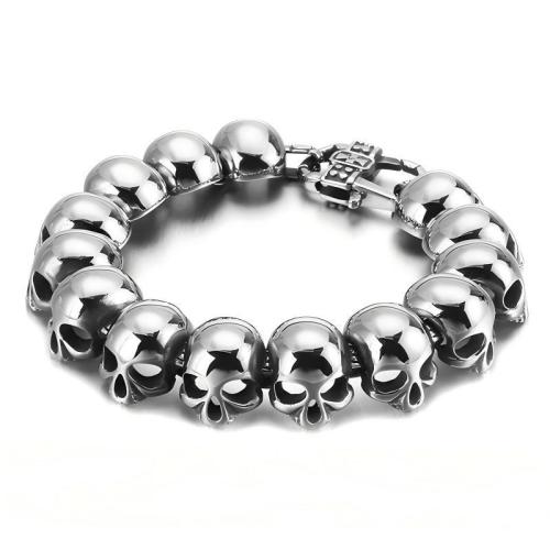 Acier inoxydable 304 bracelet, crane, Placage, le style de punk & pour homme, plus de couleurs à choisir, 230x18mm, Vendu par PC