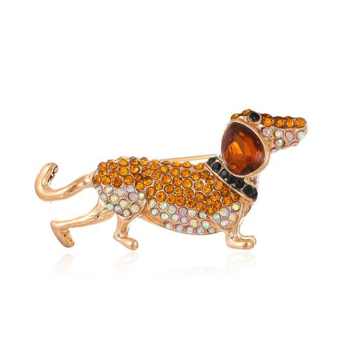 Zinklegierung Brosche, Hund, plattiert, unisex & mit Strass, 45x24mm, verkauft von PC