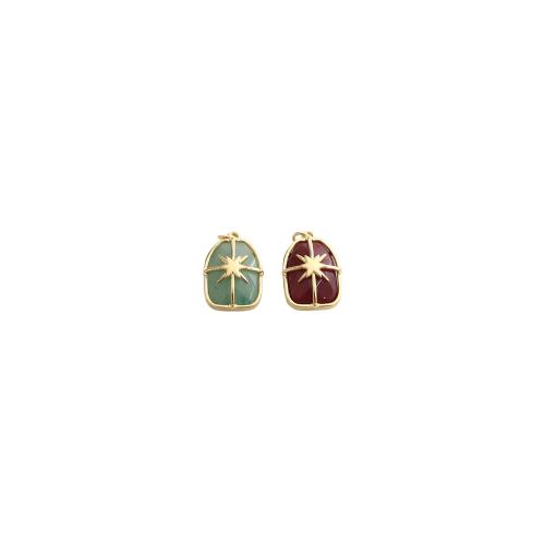 Edelstein Anhänger Schmuck, Messing, mit Edelstein, goldfarben plattiert, DIY, keine, 24x15x8mm, verkauft von PC