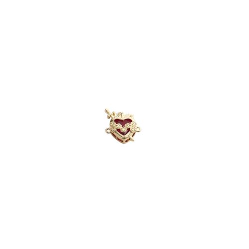 Cubic Zirconia Micro Pave Brass Connector, Heart, gold color plated, DIY & micro pave cubic zirconia, 23x19x8mm, Sold By PC