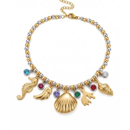 Stainless Steel Anklets, with Cubic Zirconia, with 5cm extender chain, plated, fashion jewelry & adjustable & ball chain & for woman, mixed colors, Sold Per Approx 20 cm Strand