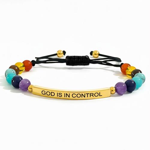 Gemstone Bracelets, with 304 Stainless Steel, plated, fashion jewelry & adjustable & different styles for choice & for woman & enamel, more colors for choice, Sold Per Approx 14 cm Strand