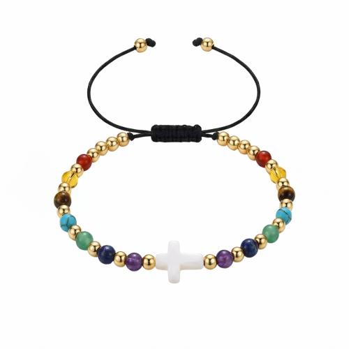 Gemstone Bracelets, with Nylon Cord & Stainless Steel, plated, fashion jewelry & adjustable & different styles for choice & for woman, more colors for choice, Sold Per Approx 14-26 cm Strand