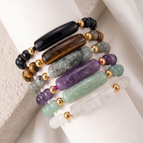 Gemstone Bracelets, with Polyamide & Stainless Steel, plated, fashion jewelry & different materials for choice & Unisex & adjustable, more colors for choice, Sold Per Approx 14-26 cm Strand