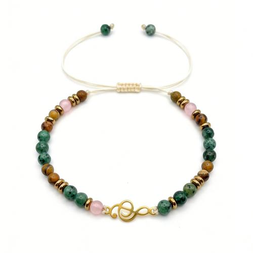 Gemstone Bracelets, with Polyamide & Stainless Steel, plated, fashion jewelry & Unisex & adjustable, mixed colors, Sold Per Approx 14-26 cm Strand