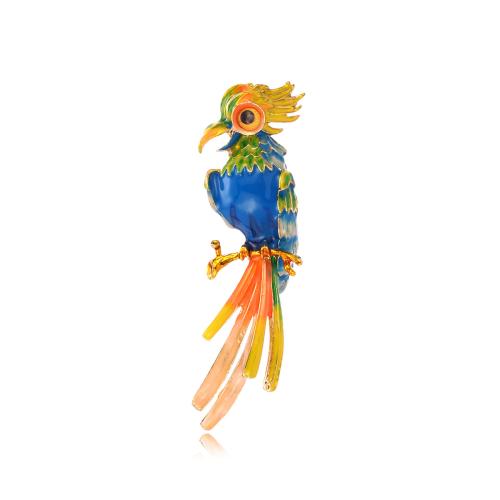 Tibetan Style Brooch, Parrot, plated, Unisex & enamel, 22x64mm, Sold By PC